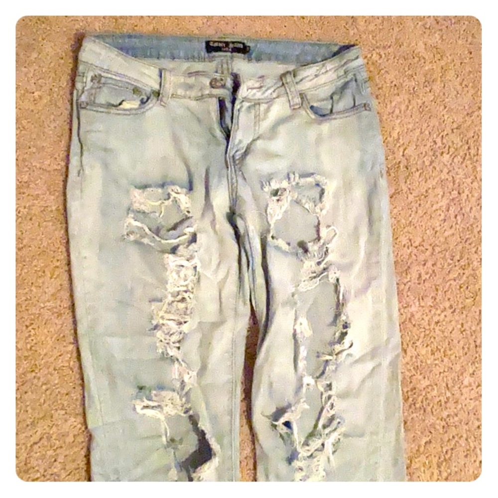 Distressed Blue Jeans